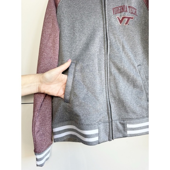Virginia Tech Varsity Jacket Gray Maroon Size Medium VT Hokies KA Knights - Picture 4 of 8